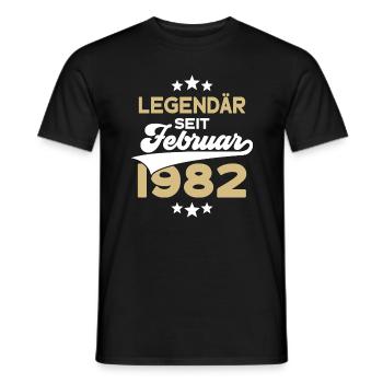 44. GEBURTSTAG LEGENDÄR SEIT FEBRUAR 1982 LEGENDE - Männer T-Shirt - Schwarz - Vorne - AI Model Male 178 light (178cm)