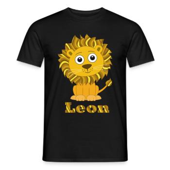 Leon Löwe lustige Raubkatze mit Name - Männer T-Shirt - Schwarz - Vorne - AI Model Male 178 light (178cm)