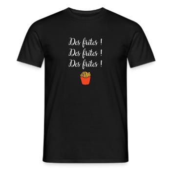 Des frites Des frites Des frites ! - T-shirt homme - noir - Devant - AI Model Male 178 light (178cm)