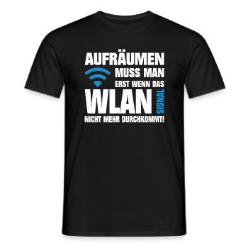 Erst aufräumen wenn das WLAN Signal schwach wird - Männer T-Shirt - Schwarz - Vorne - AI Model Male 178 light (178cm)