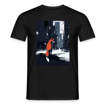 Anime Art | Red Fox in the City - Männer T-Shirt - Schwarz - Vorne - AI Model Male 178 light (178cm)