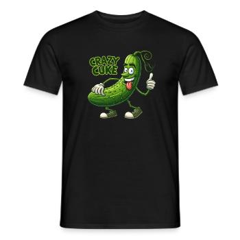 Crazy Veggies: Spiky Hairy Cuke Thumbs Up - Männer T-Shirt - Schwarz - Vorne - AI Model Male 178 light (178cm)