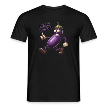 Crazy Veggies: Eggplant Hairy Power Walker - Männer T-Shirt - Schwarz - Vorne - AI Model Male 178 light (178cm)