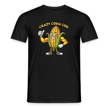 Crazy Veggies: Corn Cob Body Builder Thumbs Up - Männer T-Shirt - Schwarz - Vorne - AI Model Male 178 light (178cm)