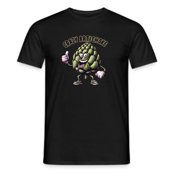 Crazy Veggies: Artichoke Thumbs Up - Männer T-Shirt - Schwarz - Vorne - AI Model Male 178 light (178cm)