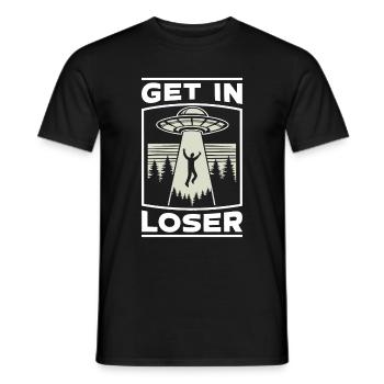 Alien UFO Aliens Außerirdischer - Men's T-Shirt - black - Front - AI Model Male 178 light (178cm)