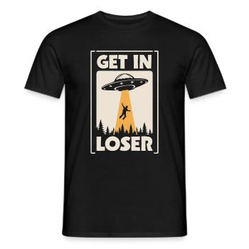 Alien UFO Aliens Außerirdischer - Men's T-Shirt - black - Front - AI Model Male 178 light (178cm)