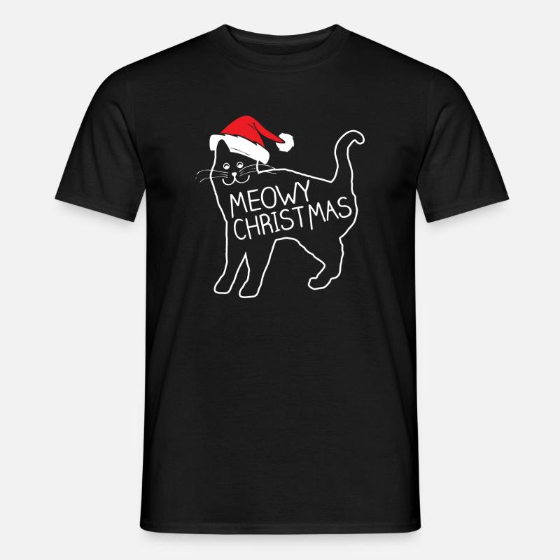 Meowy Weihnachtshemd - Männer T-Shirt - Schwarz