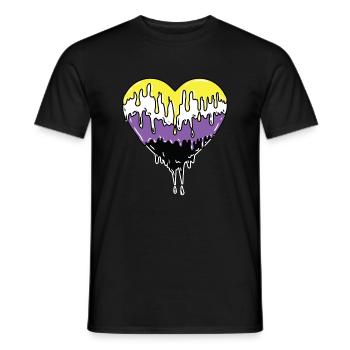 Nonbinary Pride Tropfendes Herz - Männer T-Shirt - Schwarz - Vorne - AI Model Male 178 light (178cm)