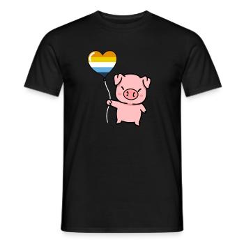 Pig Heart Balloon Aroace Pride - Men's T-Shirt - black - Front - AI Model Male 178 light (178cm)
