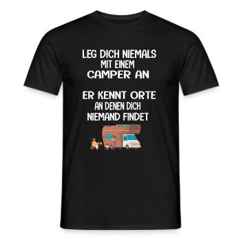 Camping Wohnmobil Van Vintage im Wohnwagen Caravan - Männer T-Shirt - Schwarz - Vorne - AI Model Male 178 light (178cm)