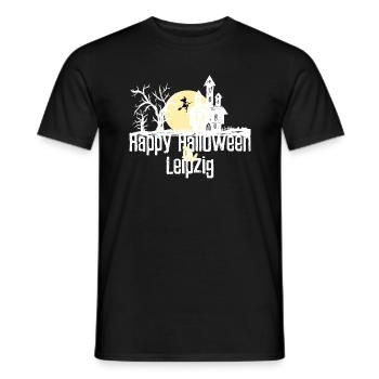 Happy Halloween in Leipzig Stadtnamen Design - Männer T-Shirt - Schwarz - Vorne - AI Model Male 178 light (178cm)