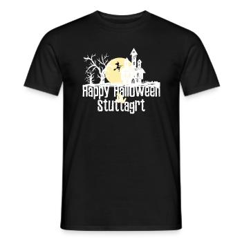Happy Halloween in Stuttgart Stadtnamen Design - Männer T-Shirt - Schwarz - Vorne - AI Model Male 178 light (178cm)