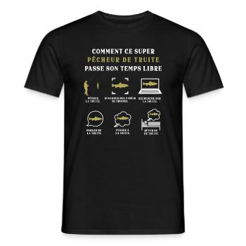 Pêcheur de Truite Pêche Humour Peche - T-shirt homme - noir - Devant - AI Model Male 178 light (178cm)