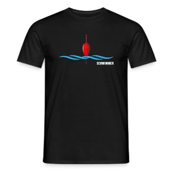 Schwimmer schwimmt im Wasser "Schwimmtrainer Boje" - Männer T-Shirt - Schwarz - Vorne - AI Model Male 178 light (178cm)