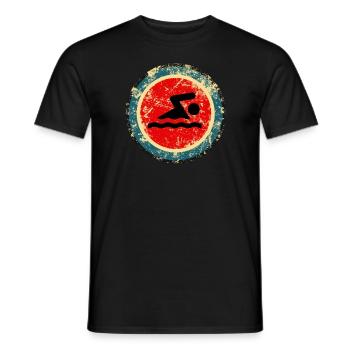 retro schwimmen sport - Männer T-Shirt - Schwarz - Vorne - AI Model Male 178 light (178cm)