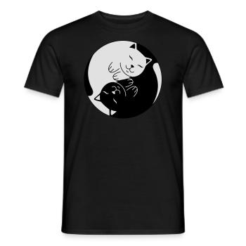 Cat Ying Yang | Cute Illustration - T-shirt homme - noir - Devant - AI Model Male 178 light (178cm)