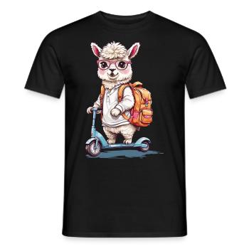 Conception mignonne de l’école de scooter d’étudiant en alpaga - T-shirt homme - noir - Devant - AI Model Male 178 light (178cm)