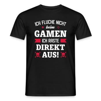 ICH FLUCHE NICHT - ICH RASTE AUS | GAMER - Männer T-Shirt - Schwarz - Vorne - AI Model Male 178 light (178cm)