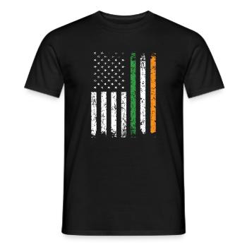 Moitié irlandais moitié américain Usa Irlande Drapeau irlandais - T-shirt homme - noir - Devant - AI Model Male 178 light (178cm)