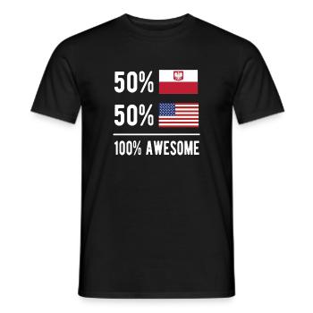 Demi-pôle Moitié Américain Usa Pologne Drapeau - T-shirt homme - noir - Devant - AI Model Male 178 light (178cm)