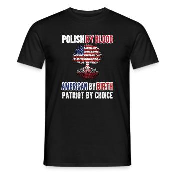 Demi-pôle Moitié Américain Usa Pologne Drapeau - T-shirt homme - noir - Devant - AI Model Male 178 light (178cm)