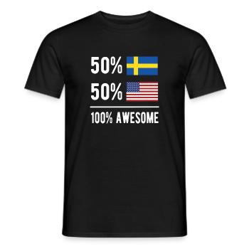Moitié suédois moitié américain Usa Suède Drapeau - T-shirt homme - noir - Devant - AI Model Male 178 light (178cm)