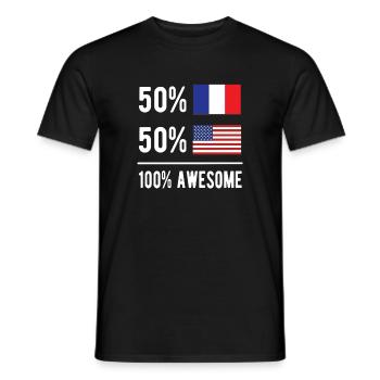Moitié Français Moitié Américain Usa France - T-shirt homme - noir - Devant - AI Model Male 178 light (178cm)