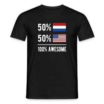 Half Dutch Half American USA Netherlands - Men's T-Shirt - black - Front - AI Model Male 178 light (178cm)
