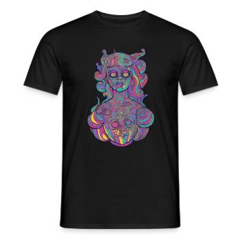 Psychedelisches Mädchen - Männer T-Shirt - Schwarz - Vorne - AI Model Male 178 light (178cm)