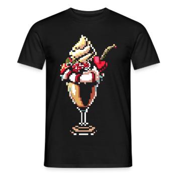 Ice cream sundae pixel graphic - Men's T-Shirt - black - Front - AI Model Male 178 light (178cm)