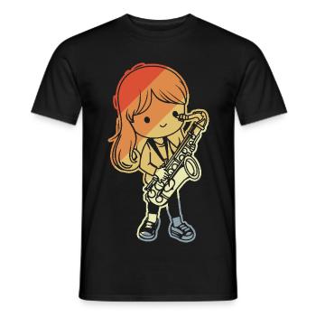 Kleine Saxophonistin Comic - Männer T-Shirt - Schwarz - Vorne - AI Model Male 178 light (178cm)