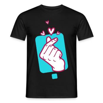 Kpop Doigt coréen en forme de cœur mignon Coréen Pop Amour - T-shirt homme - noir - Devant - AI Model Male 178 light (178cm)