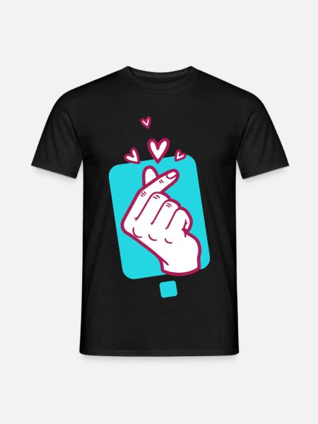 Kpop Koreanisch Finger Herz Niedlich Koreanische Pop-Liebe - Männer T-Shirt - Schwarz