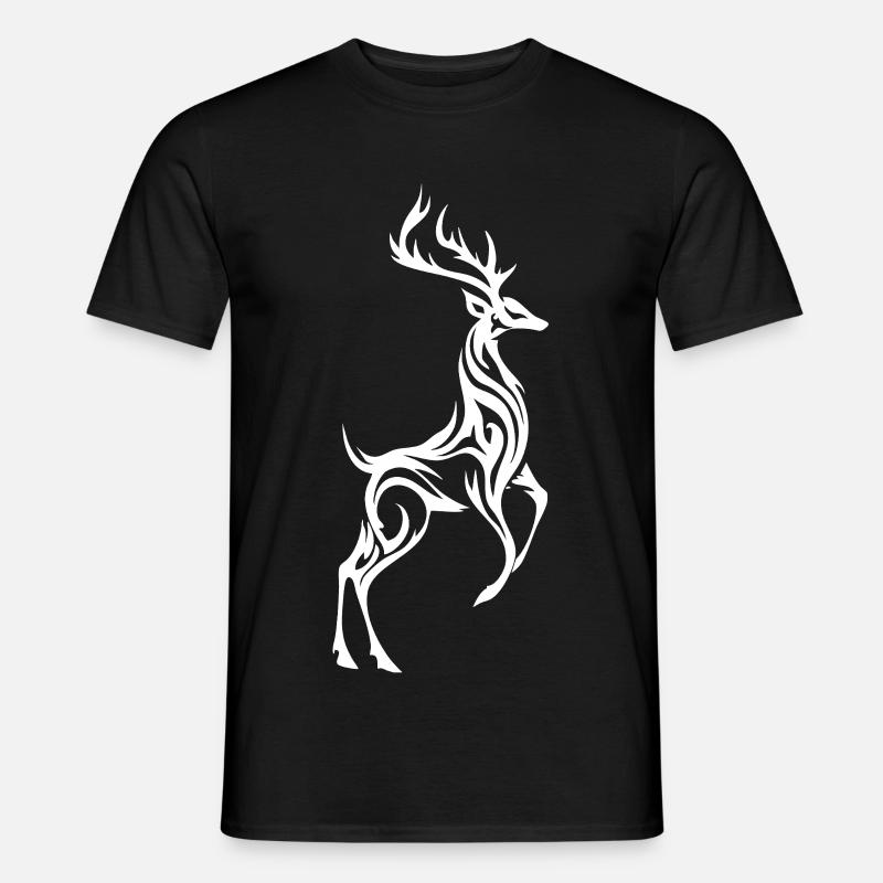 Wilder Hirsch-Silhouette - Männer T-Shirt - Schwarz