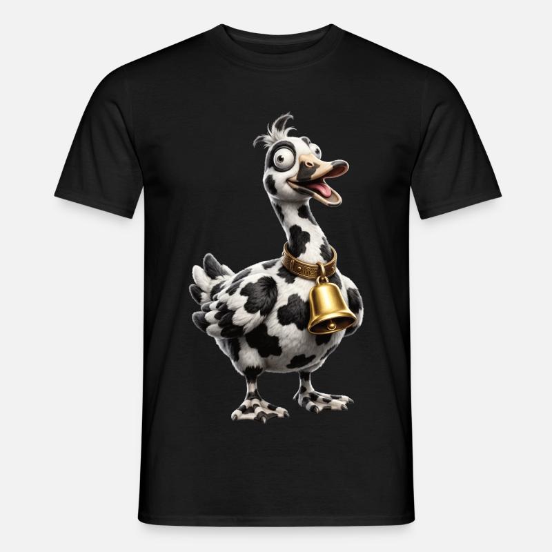 Funny Mixed Goose Cow Pattern - Men’s T-shirt - black