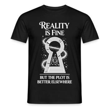 Reality Is Fine Fantasy Schlüsselloch Buch Shirt - Männer T-Shirt - Schwarz - Vorne - AI Model Male 178 light (178cm)