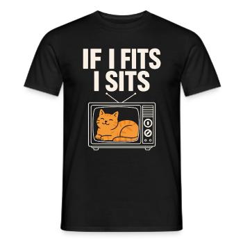 Chat Mignon Rétro TV If I Fits I Sits - Men's T-Shirt - black - Front - AI Model Male 178 light (178cm)