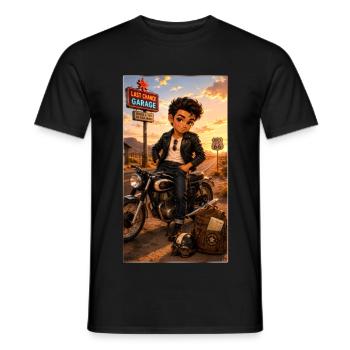Steven Biker Motorcycle Road 66 Vintage – Kek-Ina - Männer T-Shirt - Schwarz - Vorne - AI Model Male 178 light (178cm)