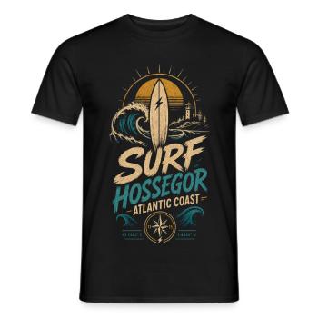 Hossegor Surfing - T-shirt homme - noir - Devant - AI Model Male 178 light (178cm)