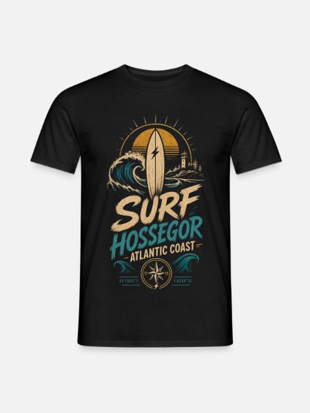 Hossegor Surfen - Männer T-Shirt - Schwarz