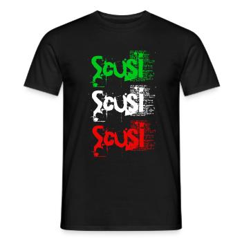 Scusi - italienische Flagge - Männer T-Shirt - Schwarz - Vorne - AI Model Male 178 light (178cm)