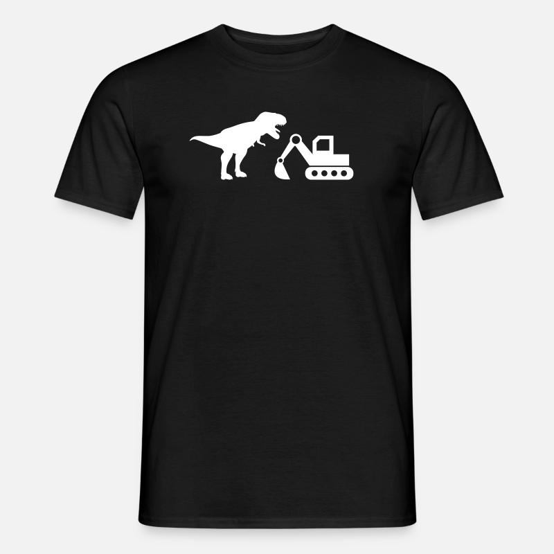 Bagger T-Rex Baustelle Bau Dinosaurier Bauarbeiter - Männer T-Shirt - Schwarz