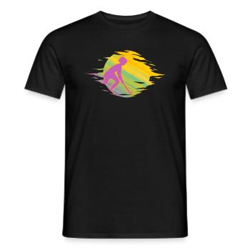 Field hockey Hockey "Hockeygirl on colorful fire" - Men's T-Shirt - black - Front - AI Model Male 178 light (178cm)