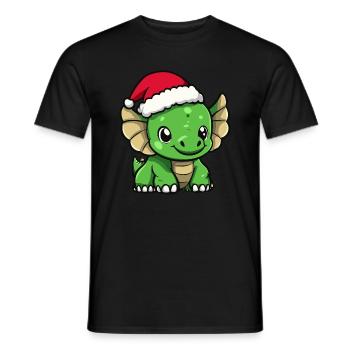 Dinosaurier triceratops Weihnachten - Männer T-Shirt - Schwarz - Vorne - AI Model Male 178 light (178cm)