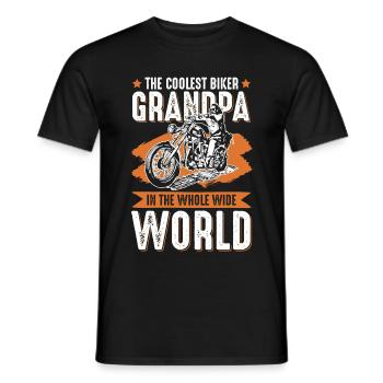 Moto grand-père motard - T-shirt homme - noir - Devant - AI Model Male 178 light (178cm)