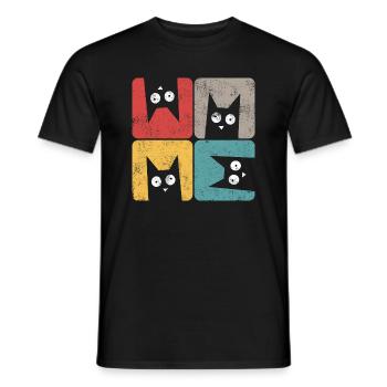 Quatre chats noirs fous regardez stupides - T-shirt homme - noir - Devant - AI Model Male 178 light (178cm)