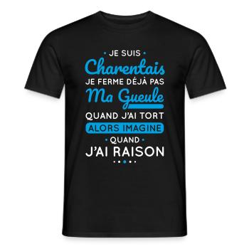 Je suis Charentais - Je ferme pas ma gueule - T-shirt homme - noir - Devant - AI Model Male 178 light (178cm)