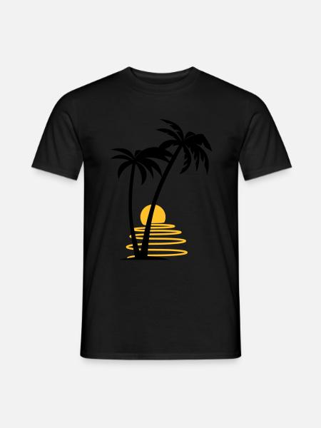 Palm trees with sun - Men's T-Shirt - black