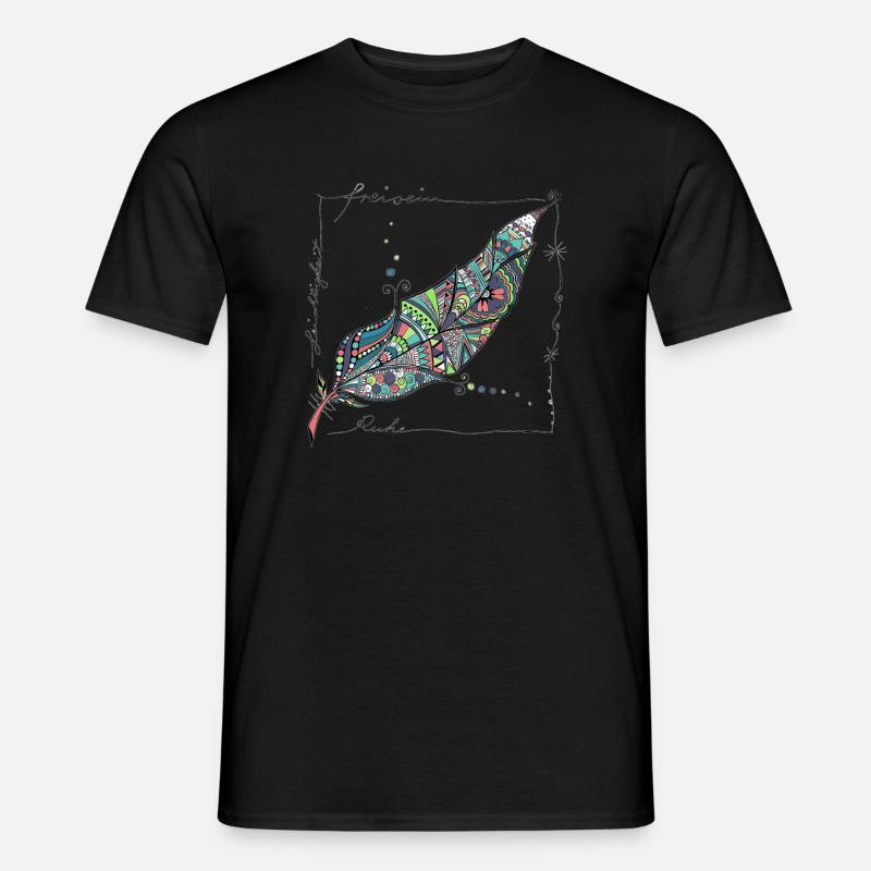Feder bunt - Männer T-Shirt - Schwarz